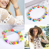 vrbabies 590pcs Rainbow Smiley Face Fruit Handmade Beads Jewelry Making Kit Polymer Clay Beads for Bracelets Making, Letter Flower Animal Heart Flat Beads DIY Craft Kit Gifts for Her Woman Wife Girl