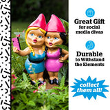 BigMouth Inc. The Selfie Sisters Garden Gnome, 9-inch Tall Funny Lawn Gnome Statue, Weatherproof Garden Decoration