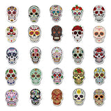 50pcs Halloween Sugar Skull Stickers, Dia de Los Muertos Mexican Day of Dead Stickers Decals, Candy Skull Stickers for Laptop Water Bottle Luggage Bike Computer