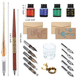 Calligraphy Pens 20 Piece Calligraphy Set for Beginners Handcrafted Glass Dip Pen Wood Calligraphy Pen with Inks, Nibs,Holder