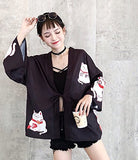 Women's 3/4 Sleeve Japanese Shawl Kimono Cardigan Tops Cover up OneSize US S-XL