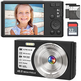 4K Digital Camera 48 MP Camera with 32GB SD Card, 16x Digital Zoom and Autofocus Compact Camera (2 Batteries)