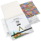 Arteza Adult Coloring Book, 6.4 x 6.4 Inches, 72 Sheets, Architecture Designs, Travel-Sized Anxiety Coloring Book with Thick 100-lb Paper, Art Supplies for Relaxing, Reflecting, and Decompressing
