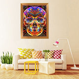DIY 5D Diamond Painting by Number Kit, Full Diamond Skull Rhinestone Embroidery Cross Stitch Arts Craft for Canvas Wall Decor