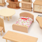 Baby Kim Miniature Furniture ModelBaby KimNew 29 Pcs 1:24 Scale Dollhouse Miniature Unpainted Wooden Furniture Model Suite