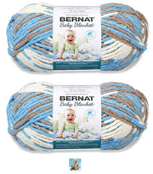 Bernat Baby Blanket Yarn - Big Ball (10.5 oz) - 2 Pack with Pattern (Little Royales)