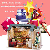 Dollhouse Miniature with Furniture, DIY Wooden Doll House Kit Plus LED and Music Movement, 1:24 Scale Creative Room Idea Best Gift for Children Friend Lover （Holiday time ）