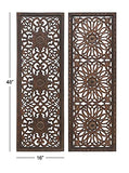 Deco 79 Wood Floral Handmade Intricately Carved Wall Decor, Set of 2 48"H, 16"W, Brown