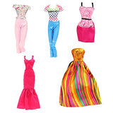 BARWA 5 Sets Doll Clothes Casual Wear Tops Pants Outfits Party Dress for 11.5 inch Girl Doll