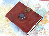 Leather Journal with Semi-Precious Stone & Buckle Closure Leather Diary Gift for Him Her