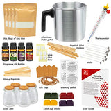 SkyMall Candle Making Kit, DIY Set for Making Candles, Includes Melting Pot, 4 Glass Jars, [4] 5oz Soy Wax Bags, 4 Color Dye Blocks, 4 Fragrance Oils, Wicks, Thermometer, Tags, Bonus Holiday Stickers