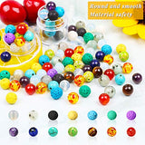 Yholin 1170PCS Beads for Jewelry Making Supplies Kit,8mm Acrylic Round Loose Beads in Different Patterns with Glass Stone Beads,Chakra Lava Beads,Spacers for Adults Bracelet Necklace Earring Making