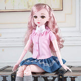 16 Jointed BJD SD Doll Exquisite Girl 24" 60Cm Dolls Valentine's Gift Toy Action Figure + Makeup + Accessory