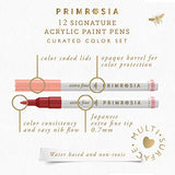 Primrosia 12 Signature Acrylic Paint Pens – Extra Fine Tip Markers Set. Art Supplies for Paper, Crafting, Glass, Canvas, Rock Painting, Card Making, Coloring and DIY
