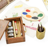 Odoria 1/12 Miniature Paint Brush Easel Set Dollhouse Decoration Accessories