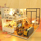 Spilay DIY Miniature Dollhouse Wooden Furniture Kit,Handmade Mini Modern Model Plus with Dust Cover & Music Box ,1:24 Scale Creative Doll House Toys for Adult Teenager Lover Gift (Happiness Code)