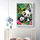 Large DIY 5D Diamond Painting Kit,16" x 20" in Full Drill Round Drill Rhinestone Animal Panda Painting Living Room Study Shower Room Painting Wall Home Decoration Gift for Adults & Wome (Green)