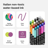 ARTISTRO Watercolor Brush Pens, 48 Colors Set + 2 Water Brush Pens with 30 Acrylic Paint Markers. Extra Fine Tip 0.7mm