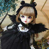 XSHION BJD Doll Girl Clothes, Doll Black Angel Dress 3Pcs Clothes Set for 1/6 BJD Doll Dress Up Clothing Pretend Play Toy