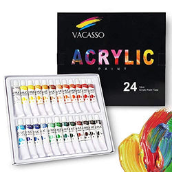 VACASSO Acrylic Paint Set Acrylic Paint Kit with 24 Vivid Colors, Quality Start Kit for Kids &
