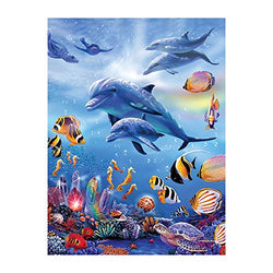 MXJSUA DIY Diamond Painting Full Square Drill Paint with Diamonds Kits 5D Art Wall Decor Ocean Underwater World Dolphin 40x50cm/16x20inch