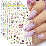 JMEOWIO 10 Sheets Spring Flower Nail Art Stickers Decals Self-Adhesive Pegatinas Uñas Leaves Summer Nail Supplies Nail Art Design Decoration Accessories