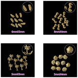 12Styles Nail Art Metal Studs Stickers Gold Metallic Rivet Palm Tree Turtles Marine Life Charms for Summer Beach Ocean Manicure DIY Acrylic Nails Design Supply (Gold Ocean Studs)