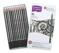 Derwent Academy Sketching Pencils, 12 Degrees of Hardness Metal Tin, 12 Count (2301946)