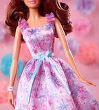 Barbie Signature Birthday Wishes Doll, Collectible in Satiny Lilac Dress with Wavy Brown Hair