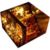 WYD Hand-Assembled Wooden Miniature Christmas Dollhouse Kit Creative Toys with LED Lights for Christmas Decoration Present