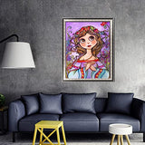 5D Diamond Painting Kit, Diamond Arts Flower Girl Paint with Diamonds Kits Round Full Drill Crystal Rhinestone Embroidery Cross Stitch for Home Wall Decor 15.7x19.7In