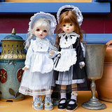 New 1/6BJD Doll Clothes Lolita Lace Dress Headwear Socks Set 30cm Doll Clothes BJD SD YOSD Doll Accessories (Black)
