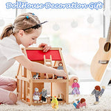 Skylety 10 Pcs Wooden Dollhouse Family Set of 8 Mini People Figures and 2 Pets, Dollhouse Dolls Wooden Doll Family Pretend Play Figures Accessories for Pretend Dollhouse Toy