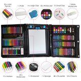 Art Sketch kit - 208 Pieces Double Sided Trifold Easel Art Set, Drawing Art Box with Oil Pastels, Crayons, Colored Pencils, Markers, Paint Set, Watercolor Cakes, Sketch Pad, Art Kit (Black)