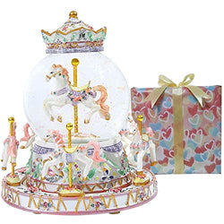 Carousel Horse Music Box - You are My Sunshine Color Changing Musical Snow Globes for Women Kids Baby Girls Mom Daughter Granddaughter Christmas Birthday Gifts Valentines Day Gift (White Color)