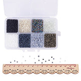 NBEADS 1 Box 8 Color 12/0 Round Glass Seed Beads 2mm Loose Spacer Beads Pony Beads with Hole for