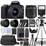 Canon EOS 250D / Rebel SL3 Digital SLR Camera Body w/Canon EF-S 18-55mm f/3.5-5.6 Lens 3 Lens DSLR Kit Bundled with Complete Accessory Bundle + 64GB + Flash+ Case & More- International Model