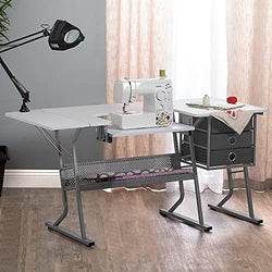 Studio Designs Eclipse Ultra Sewing Machine Craft Table Cabinet, Grey/White