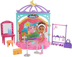 Barbie Club Chelsea Doll and Ballet Playset, 6-inch Brunette, with Transforming Stage, Accessories Including Ballet Barre, Fashion and Accessories, Gift for 3 to 7 Year Olds
