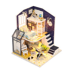 Flever Dollhouse Miniature DIY House Kit Creative Room with Furniture for Romantic Valentine's Gift-Shinning Star
