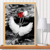 5D Diamond Painting Kits for Adults, Kids. Office Decoration, Room, Home, Gift for Her Him Red and White Rose with Wings 11.8x15.7in 1 Pack by Cenda