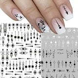 Black White Nail Art Stickers Decals Geometric Heart Love 3D Nail Stickers 6Sheets Geometry Cool English Letter Nail Art Adhesive Transfer Decals for Acrylic Nails Supply DIY Manicure Decoration Tip