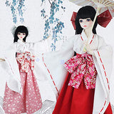 HMANE BJD Dolls Clothes 1/4, Japonic Modified Kimono for 1/4 BJD Dolls - Bright Red (No Doll)