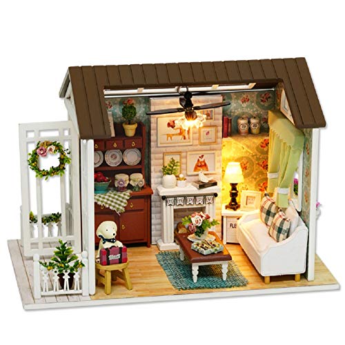 DIY Miniature Dollhouse Kit with Furniture Handmade Dolls House Miniature Kit Plus Music Movement and LED Lights,1:24 Scale Creative Room Idea (Beautiful Years)