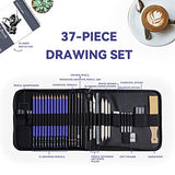 DEHUA ART 37 Pieces Drawing Pencil Set and Sketching Kit with Portable Zipper Case and Complete Sketch Supplies for Beginners Kids Professional Artists