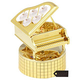 Matashi 24K Gold Plated Wind Up Music Box with Crystal Studded Grand Piano Figurine