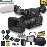 Panasonic AG-CX350 4K Camcorder (AG-CX350) W/Padded Case, 128 GB Memory Card, Lens Attachments, Wire Straps, LED Light, and More