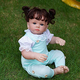 JIZHI Lifelike Reborn Baby Dolls - 3-6 Months Baby Height Realistic-Newborn Baby Dolls Girl Blue Eyes Reddish Brown Hair Real Life Baby Dolls with Clothes and Toy Gift for Kids Age 3+
