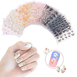 NiceDeco 50 Sheets 3D Design Self-Adhesive Tip Nail Stickers Nail Art Tattoo Nail Decals DIY Nail Art Decoration Flower/Butterfly/Fishes/Stars/Cat/Halloween Skull/Moustache/Lace