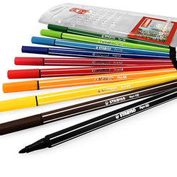 STABILO Pen 68 Fibre Tip Fineliner - 1mm - Pack of 10 - Assorted Colours